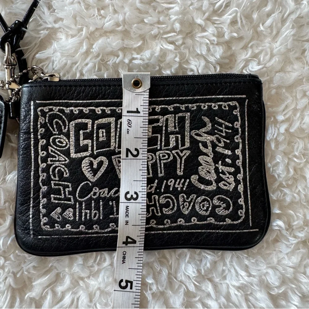 Coach Vintage Poppy Black And Silver Wristlet